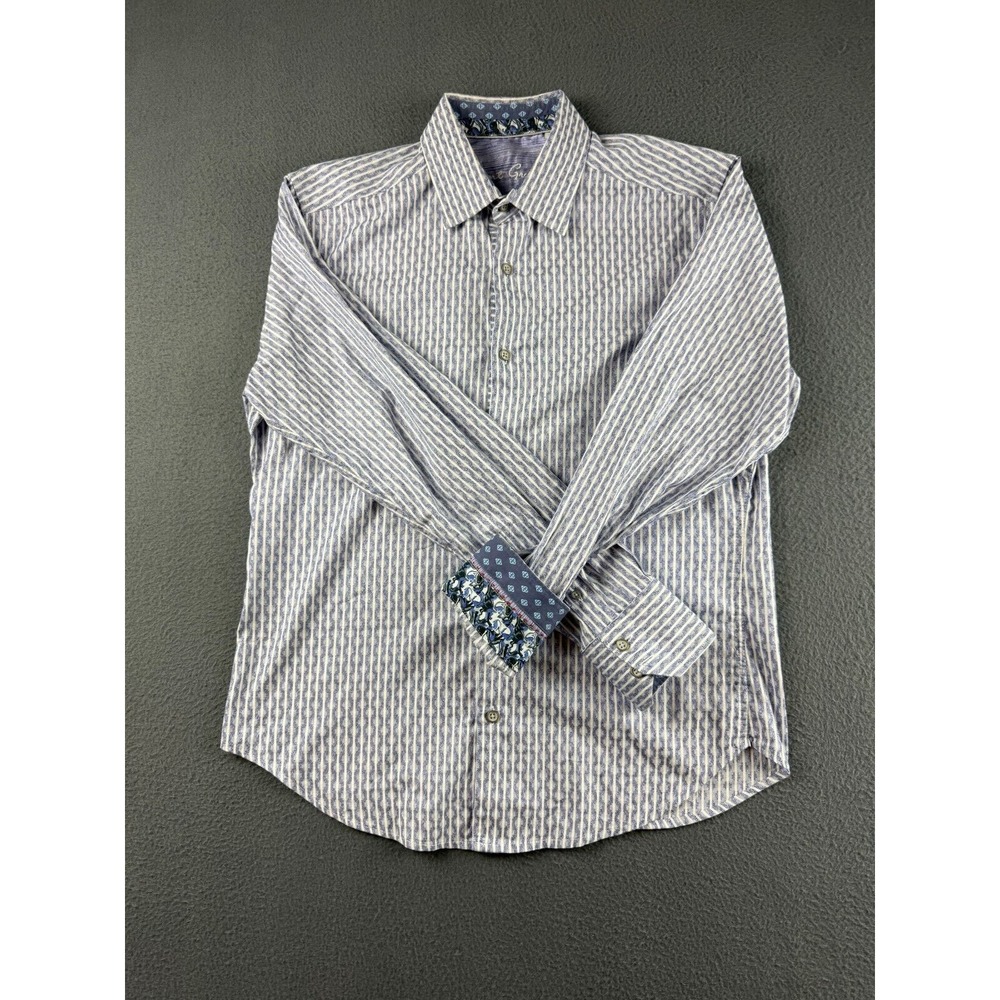 Robert Graham Shirt Men's M Purple Geometric Striped Circle‎ Flip Cuff Dress